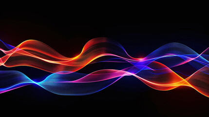 Abstract Colorful Flowing Waves on Dark Background