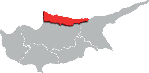 KYRENIA MAP ADMINISTRATIVE DISTRICT OF CYPRUS 3D ISOMETRIC MAP