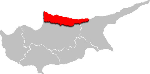 KYRENIA MAP ADMINISTRATIVE DISTRICT OF CYPRUS 3D ISOMETRIC MAP