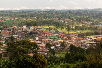 Obraz premium Aerial view of Fort Portal, Uganda