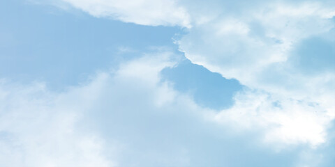 Obraz premium blue sky Majestic white cumulus splashed shiny sunny abstract winter snow soft layer effect on the backdrops Thunderstorm clouds up in the air Stormy Billowing Serene fluffy banner template love 