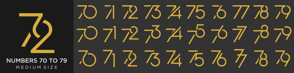 collection of creative number 70 to 79 logo designs. abstract number design vector illustration