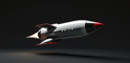 A rocket is launching on a black background