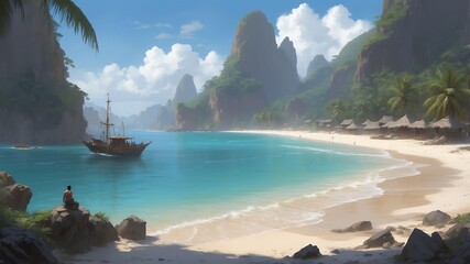 tropical beaches with crystal clear waters art .jpeg