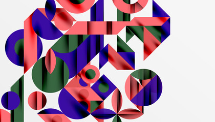 Fototapeta premium Neo memphis geometric pattern with circles, squares and lines. Pop art abstract background for covers, banners, flyers and posters and other templates