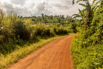 Rural road near Rweetera village in the crater lakes region near Fort Portal, Uganda