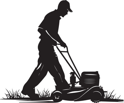 recommend clip art: Man Using Lawn Mower Icon Silhouette