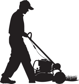 recommend clip art: Man Using Lawn Mower Icon Silhouette