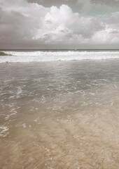 Tropical Caribbean beach clear turquoise water Playa del Carmen Mexico.