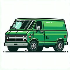 Modern Cargo Van flat vector illustration isolated on a white background