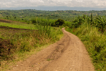 Rural road in the crater lakes region near Fort Portal, Uganda
