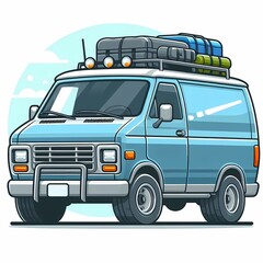 Fototapeta premium Modern Cargo Van flat vector illustration isolated on a white background