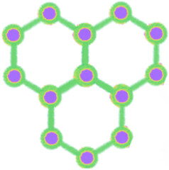 An illustrated diagram featuring icons representing the formulas of chemical elements and molecules