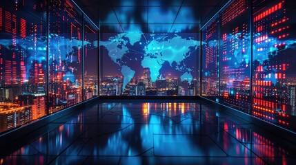 Obraz premium Cyber Security and Data Processing in Global Network