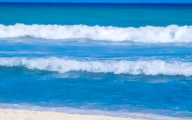Tropical Caribbean beach clear water waves Playa del Carmen Mexico.