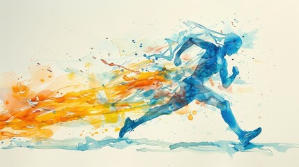 Dynamic Runner: Watercolor-Style Illustration