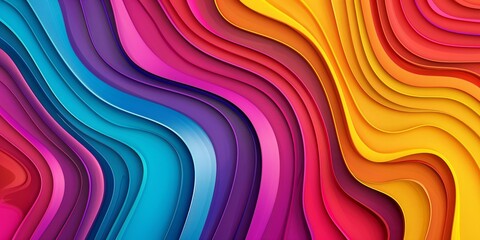 Fototapeta premium Colorful Abstract Wavy Background. A dynamic array of vibrant colors with wavy patterns. Ideal for design projects, website backgrounds, and creative visual content.