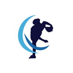 baseball action sports logo silhouette