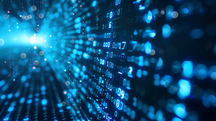 Obraz premium Abstract Digital Data Binary Code Background for AI, Symbolizing Technology, Information, and Cybersecurity.