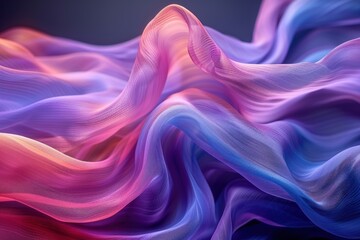 Obraz premium Close-up of a brightly colored, translucent fabric with a gradient effect, folded and draped