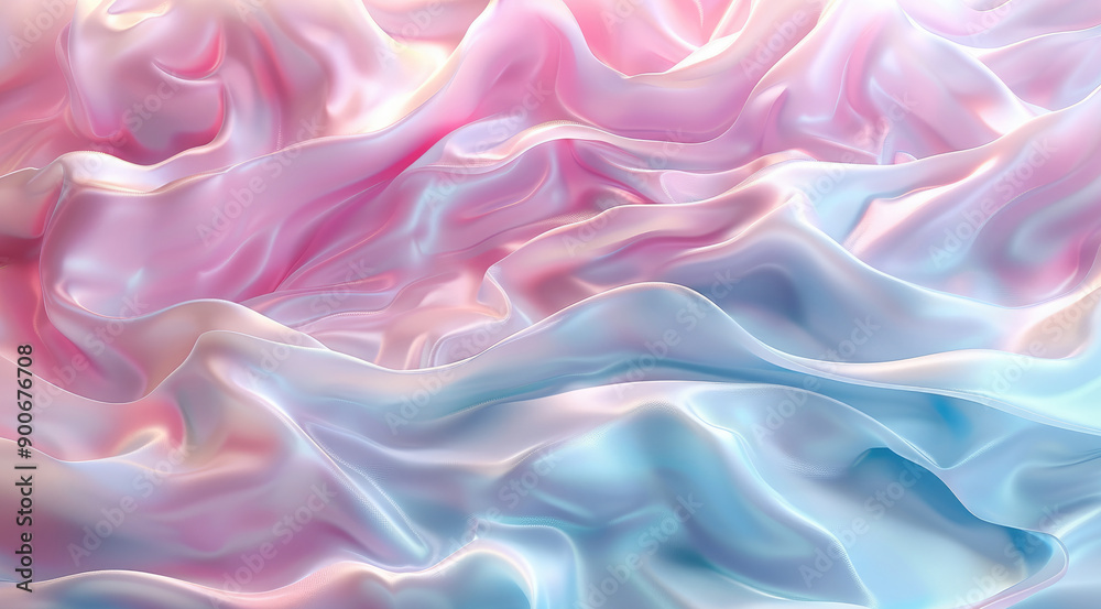 Poster Abstract 3D background with soft, undulating waves in pastel tones, perfect for skincare product displays. Generative AI.