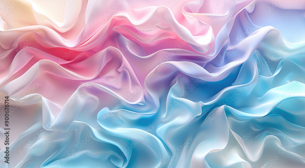 Aufkleber abstract 3d background with soft, undulating waves in pastel tones, perfect for skincare product dis