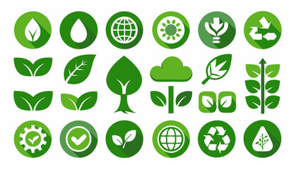 Leaf icons set ecology nature element, green leafs, environment and nature eco sign. Leaves on white background.