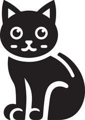 Black Cat Set Isolated White Background, Vector Illustration