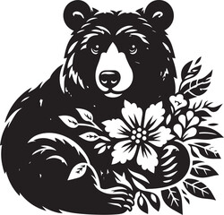 Asiatic black bear icon isolated on a white background. Asiatic black bear logo illustration.