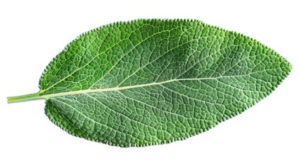 Obraz premium Close-up of a vibrant green leaf showcasing intricate veins and texture, perfect for nature and botanical themes.