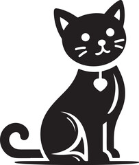 Black Cat Set Isolated White Background, Vector Illustration