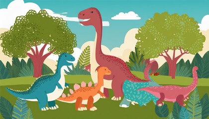 Cartoon dinosaur background with copy space