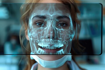 Dentist analyzes x ray photo. Generative AI.