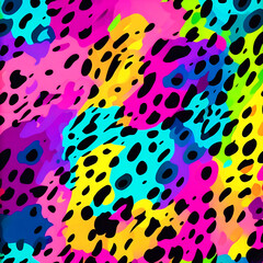 Obraz premium Leopard Skin Texture Rainbow color Vector Style