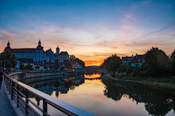 Fototapeta premium view of the sights and the Danube in the German city of neuburg an der donau