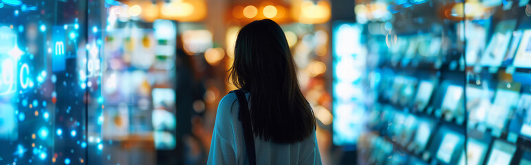 Person interacting with futuristic technology 