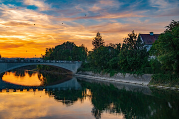 Obraz premium view of the sights and the Danube in the German city of neuburg an der donau