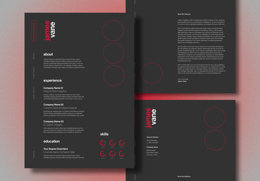 Resume Layout with Red Accents