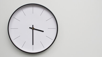 Wall Clock Showing 15.30/03.30 O'Clock on White Wooden Surface - Perfect for Time Management and...