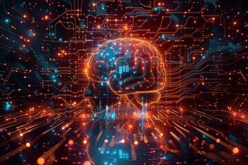 Fototapeta premium Human computer hybrid illustration 