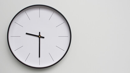 Wall Clock Showing 21.30/09.30 O'Clock on White Wooden Surface - Perfect for Time Management and...