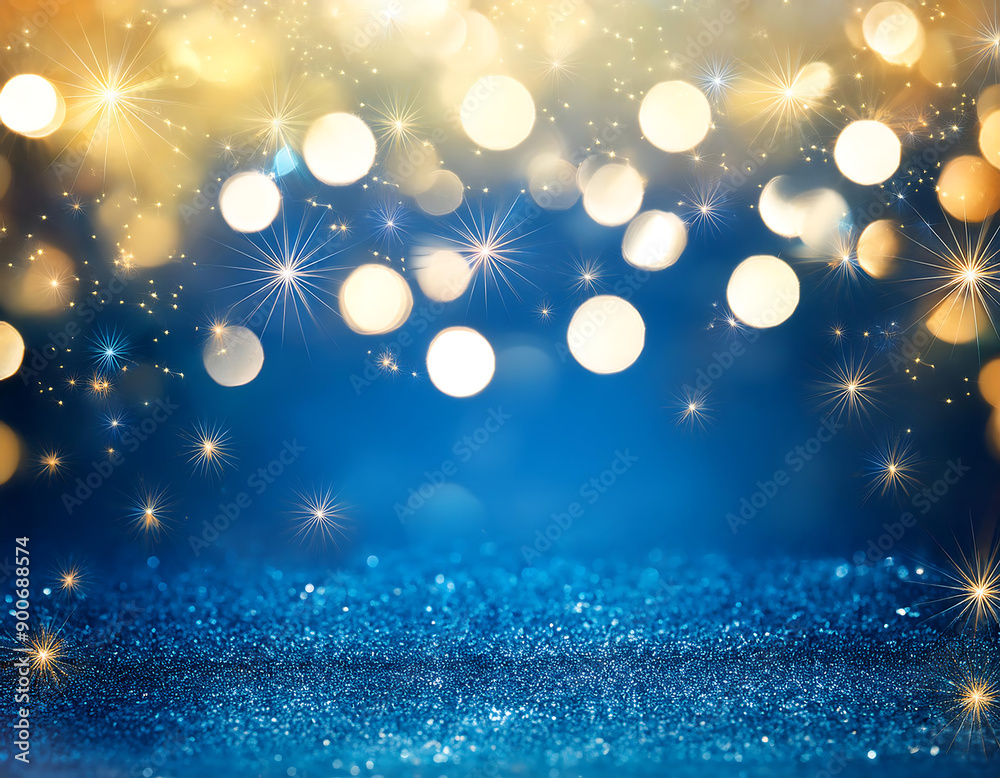 Aufkleber firefly blue and gold abstract background- capture a mesmerizing blue and gold abstract background w