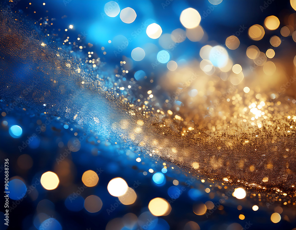 Aufkleber firefly blue and gold abstract background- capture a mesmerizing blue and gold abstract background w