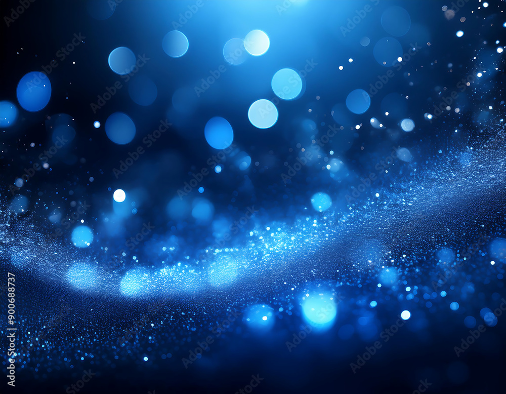 Aufkleber Firefly Blue Glow Particle Background- An abstract background with blue glowing particles and bokeh, (1)