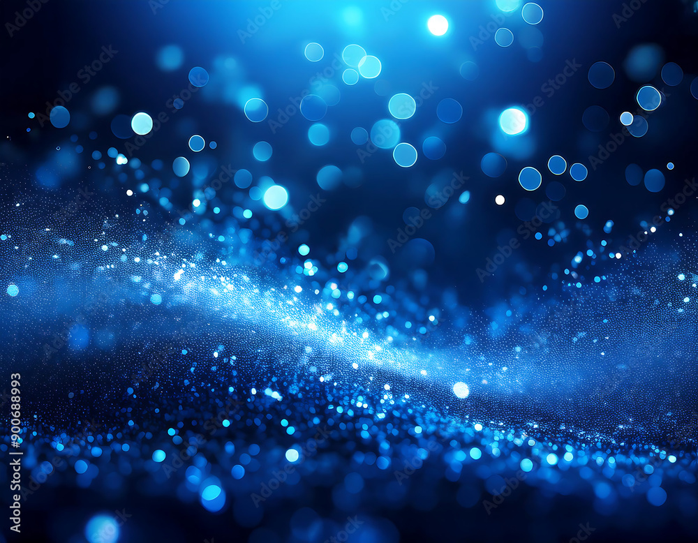 Aufkleber Firefly Blue Glow Particle Background- An abstract background with blue glowing particles and bokeh,