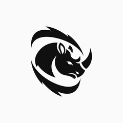 Minimalist rhino logo, simple and elegant. Vector illustration
