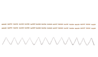 Double and zigzag sewing thread stitch isolated cutout on transparent