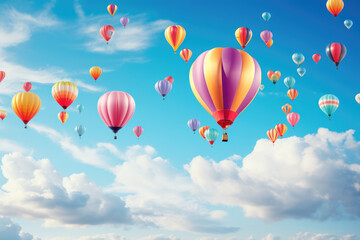 Obraz premium generated illustration of colorful balloons on blue sky