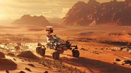 Mars rover exploring the Martian surface