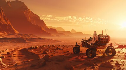 Mars rover exploring the Martian surface
